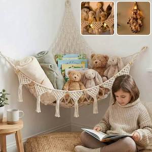Factory Customize Cross-border Hand-woven Cotton Rope Net Bag <b>Wall</b> <b>Storage</b> <b>Hanging</b> Hammock for Kids Room Christmas <b>Wall</b> Decor - Product Image 3