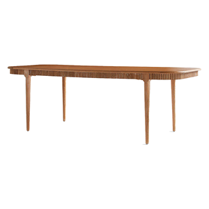 <span class=keywords><strong>Table</strong></span> à manger de luxe en bois de chêne cerusé, bords arrondis et détails de tablier cannelé, <span class=keywords><strong>table</strong></span> de salle à manger - Product Image 1