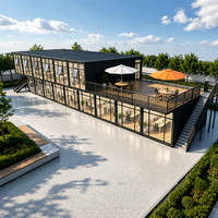 Bâtiment préfabriqué en acier modulaire à deux étages, sur mesure, en conteneur, avec bureaux en verre, magasin, salle d'exposition, usage commercial