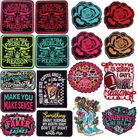 Patch en tissu brodé fluorescent style Western Cowboy, lettrage punk, tête de taureau rose colorée, en stock, transfrontalier
