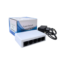 Cámara IP con IA, Switch Ethernet Rápido de 5 Puertos 10/100Mbps, Carcasa de Plástico, Plug and Play, de Escritorio, para Seguridad en el Hogar y CCTV