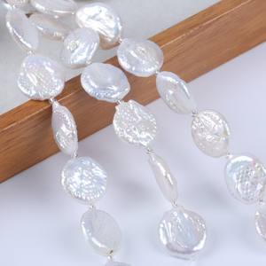 Perlas de Agua Dulce Naturales de 18 cm, 20-21 mm, Blancas, con Orificio Recto Plano, para Hacer Collares, Accesorios de Bricolaje, Perlas Sueltas de Color Rosa - Product Image 1