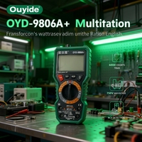 Multimètre numérique Oyd 9806A Plus True RMS avec écran LCD, 4 chiffres, 6000 points de mesure, sélection automatique de la plage, testeur de tension et d'intensité AC/DC