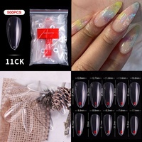 500 pièces/sac Capsules d'ongles artificielles en acrylique de style français, capsules d'ongles artificielles à couverture complète, pointes d'ongles en forme de cercueil, doigts, 10 tailles
