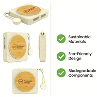 Eco-friendly Plastic BT USB Speaker Retro Vinyl Record Style Magnetic Fridge Speaker Sustainable Tech Gift Custom Logo