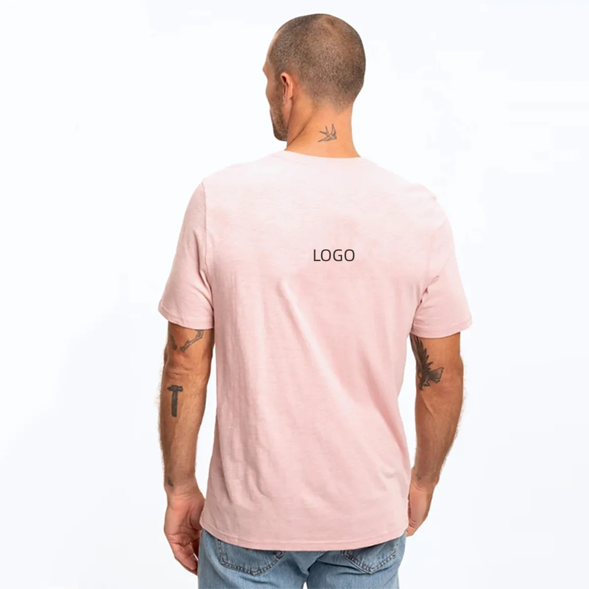 La vendita calda produce la stampa personalizzata in bianco da donna rosa etichetta T-Shirt 100% cotone taglie forti per uomo