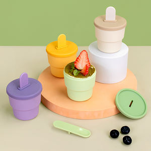 Moule à glaces rond en silicone sans BPA avec couvercle, pour la préparation de glaces et de collations saines - Product Image 5