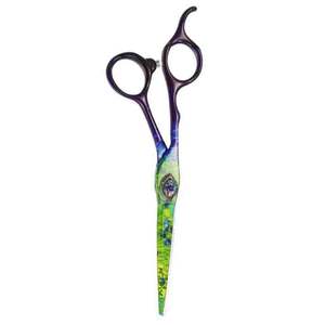 Ciseaux de coupe de cheveux à bord de rasoir enduit de papier ciseaux de salon de coiffure en acier inoxydable à lame droite tranchante avec repose-doigt fixe - Product Image 5