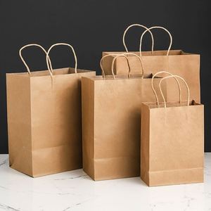 Customized ZJ Brand Brown Kraft Paper <b>Sweet</b> Gift <b>Bags</b> Colorful Food-Grade Recycled Handles Grocery Shopping Henan Surface - Product Image 3