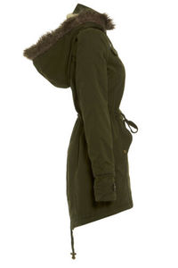 Nouvelle arrivée coton <span class=keywords><strong>kaki</strong></span> <span class=keywords><strong>parka</strong></span> manteau fourrure <span class=keywords><strong>capuche</strong></span> surdimensionnée pour femmes - Product Image 2