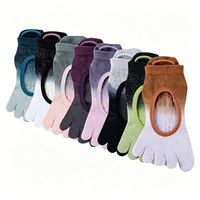 Chaussettes de yoga en coton tricotées à cinq doigts, antidérapantes, professionnelles, pour jeunes et adultes, entraînement de Pilates d'été, fitness en intérieur, avec revers au bas