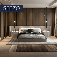 Ensemble de mobilier de chambre d'hôtel, service complet de mobilier hôtelier, entreprise de design pour spas et complexes, tête de lit en cuir, finition stratifiée