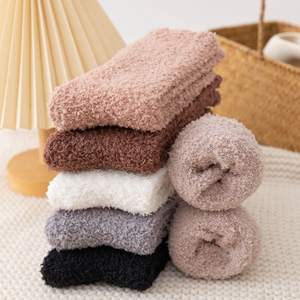 HY-2003 Solid Color Female <strong>Socks</strong> Winter <strong>Fuzzy</strong> <strong>Socks</strong> Indoor Floor Thick Coral Fleece <strong>Warm</strong> <strong>Socks</strong> - Product Image 4