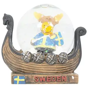 Suvenir kustom dunia salju Swedia 3D bola salju Vik. Kirim Viking Denmark SOUVENIR bola air