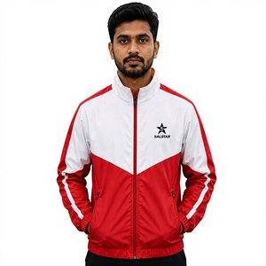 Custom High Quality Men’s Sports Track <b>Jacket</b> Windbreaker Latest Two Tone Red <b>White</b> <b>Jacket</b> Polyester Athletic Teamwear <b>Jacket</b> - Product Image 3