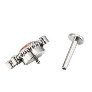 Fuxuan ASTM F136 Titane à filetage interne, avec motif Subflower en zircon orange et bleu, pour piercings Helix, Tragus et <span class=keywords><strong>Conch</strong></span> - Product Image 2