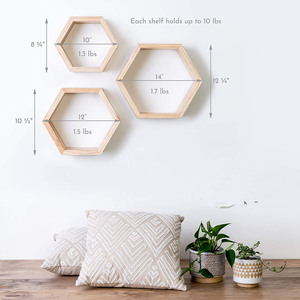 Ensemble de 3 étagères flottantes, pot mural pour plantes en nid d'abeille <span class=keywords><strong>Géométrique</strong></span> <span class=keywords><strong>Hexagone</strong></span> Étagères. Matériel de suspension, comprend tout le matériel suspendu. Bo - Product Image 6
