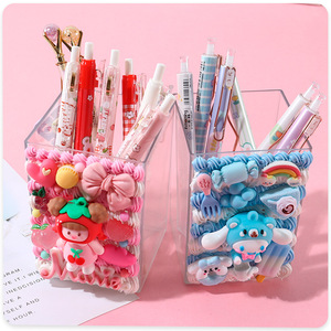 Acrylic <b>Plastic</b> <b>Square</b> Pen Holder Transparent For Student Desk Organizing Storage <b>Container</b> Multifunctional - Product Image 3