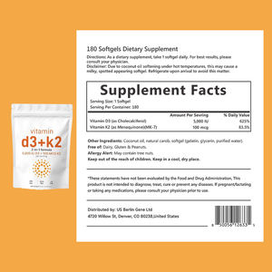 OEM di elevata purezza 2-in-1 supporto immunitario vitamina <span class=keywords><strong>D3</strong></span> e K2 Softgel capsula Non ogm integratore per adulti - Product Image 4