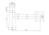 Siphon de lavabo en laiton chromé, style long et rond, couleur personnalisable, G1-1/4''