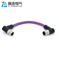 Connecteur M12 angulaire 5 broches femelle blindé torsadé IP67 250V 2A avec contacts en laiton pour câbles de modules de batteries automobiles