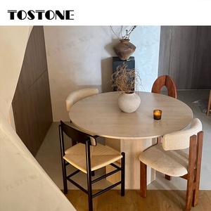 Mesa de Comedor Redonda de Travertino Elegante de Diseño a Precio de Fábrica Tostone para Decoración de Apartamentos y Hoteles de Estilo Minimalista Suave - Product Image 2