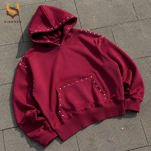 Fabricante de Sudaderas con Capucha: Sudadera Corta Holgada con Logotipo Personalizado, Estampado, Lavado Ácido, Efecto Desgastado por el Sol, Remaches y Pedrería - Product Image 2