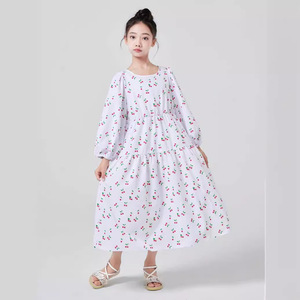 Abito Abaya con stampa ciliegio da donna <span class=keywords><strong>medio</strong></span>-<span class=keywords><strong>orientale</strong></span> Casual collo aperto XXL e abito taglia unica per ragazze MSL196 abbigliamento musulmano - Product Image 4