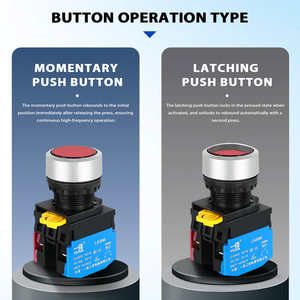 Bouton-poussoir plat en plastique LA36MA-BN/FH 22MM à bornes à vis, <span class=keywords><strong>symbole</strong></span> DIY sans flèche LED, rond, 1NO1NC, 10A, pour commande d'équipement - Product Image 5