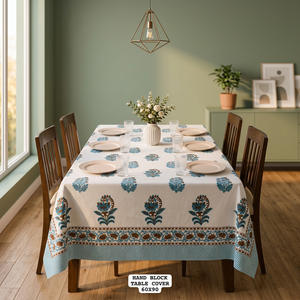 Modern Printed Floral Cotton Linen <b>Round</b> <b>Tablecloth</b> Handmade Eco-Friendly Wedding Use Customizable From Rajasthan 100D/48F - Product Image 2