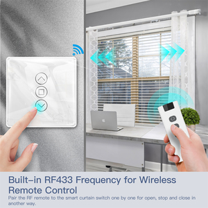 สวิตช์ม่านอัจฉริยะ LangYeao 2.5D Arc Glass, Tuya WiFi RF433 ใช้งานร่วมกับ <span class=keywords><strong>Alexa</strong></span> Google Home, ควบคุมเวลาและปริมาณแสงได้ 600W - Product Image 2