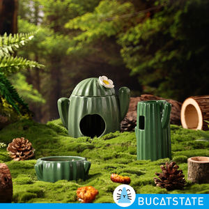 Accessori BUCATSTATE stile cartone animato a forma di <span class=keywords><strong>Cactus</strong></span> per animali domestici criceto in ceramica nascondiglio estivo per piccoli animali - Product Image 6