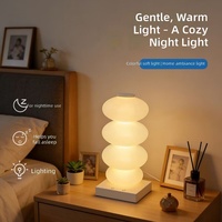 Lampe de table rechargeable style pierres empilées en ABS, 4 niveaux, lumière nocturne RVB colorée, contrôle tactile, idéale pour bar et chevet – Meilleure vente