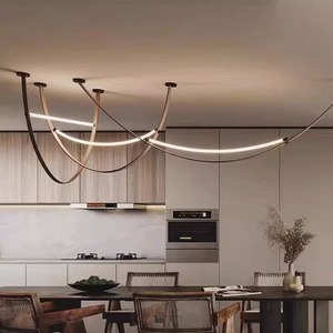 Lustre en cuir minimaliste de designer italien pour restaurant, luminaires créatifs postmodernes pour salon et salle à manger - Product Image 1