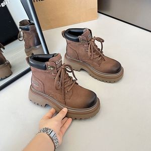 Autumn and <b>Winter</b> Unisex Motorcycle <b>Boots</b> Height-Increasing Lace up High Top Anti Slip <b>Boots</b> Outdoor <b>Work</b> <b>Boots</b> - Product Image 2