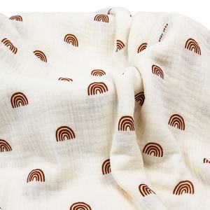 Tissu en mousseline de coton écologique, imprimé multicolore, <span class=keywords><strong>gaze</strong></span> froissée pour robes et jupes féminines, tissu léger et respirant - Product Image 1