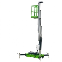 Plateforme élévatrice mobile manuelle à mât unique en alliage d'aluminium de 6m à 12m pour extérieur, élévateur hydraulique à échelle