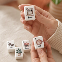 Jeu de tuiles de mahjong en acrylique couleur crème personnalisée, motif club de lecture et fleurs, style américain, pour centre senior et fête