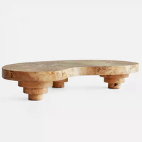 Table basse de salon en bois massif de couleur crème de style français, table de loisirs de balcon de style antique, design personnalisé