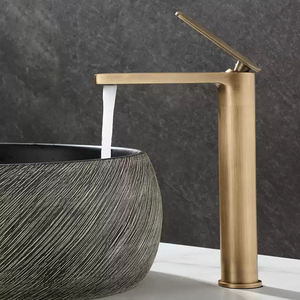 Robinet de lavabo vintage français en laiton, monocommande, monotrou, à poser sur comptoir, avec valve en céramique, finition brossée, pour salle de bain <span class=keywords><strong>WC</strong></span> - Product Image 6