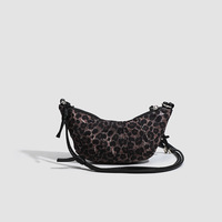 Bolso Bandolera Retro de Mujer con Estampado de Leopardo, Otoño/Invierno 2026, de Poliéster con Cremallera, Correa Única, a la Moda y Combinable con Todo