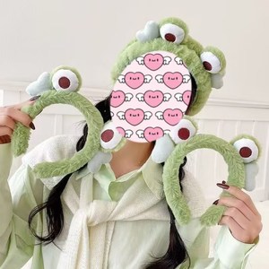 Bandeau de bain en peluche motif grenouille pour le lavage du visage, accessoire de bain décontracté - Product Image 3