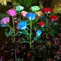 Les lumières solaires exquises de jardin de fleur de trois roses ont mené des lumières imperméables pour le jardin