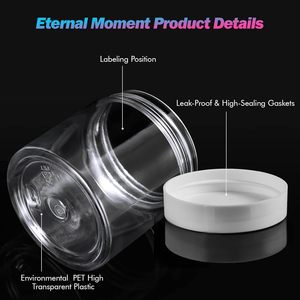 Envases Vacíos de Plástico PET para Crema Cosmética con Tapa, Diferentes Capacidades: 50ml, 80ml, 100ml, 120ml, 150ml, 200ml, 250ml, 500ml - Product Image 3