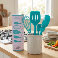 FAREA – Outils de cuisine en silicone prêts à l'emploi, vente en gros, ensemble de cinq pièces antiadhésives, spatules, résistants au four et au lave-vaisselle