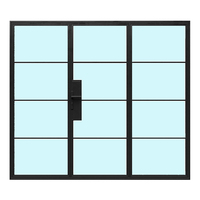 Porte de bureau en verre double carrée sur mesure avec cadre en acier, porte d'entrée en acier inoxydable