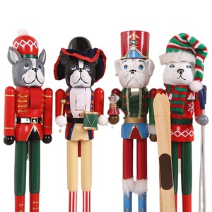 2021Amazon Nhà Máy Trực Tiếp Con Rối Con Chó Người Lính 4 Bộ Của Máy Tính Để Bàn Trang Trí Đồ Trang Trí Bằng Gỗ Nutcracker Giáng Sinh Trang Trí - Product Image 1