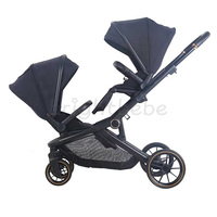 Poussette double pour bébés Brightbebe en alliage d'aluminium léger avec roues de 7/10 pouces, pliable, 0-3 ans, capacité de charge de 20 kg