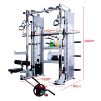 Machine de musculation multifonction tout-en-un Smith avec poulies doubles réglables, machine à squats en acier tubulaire Tornado Fitness