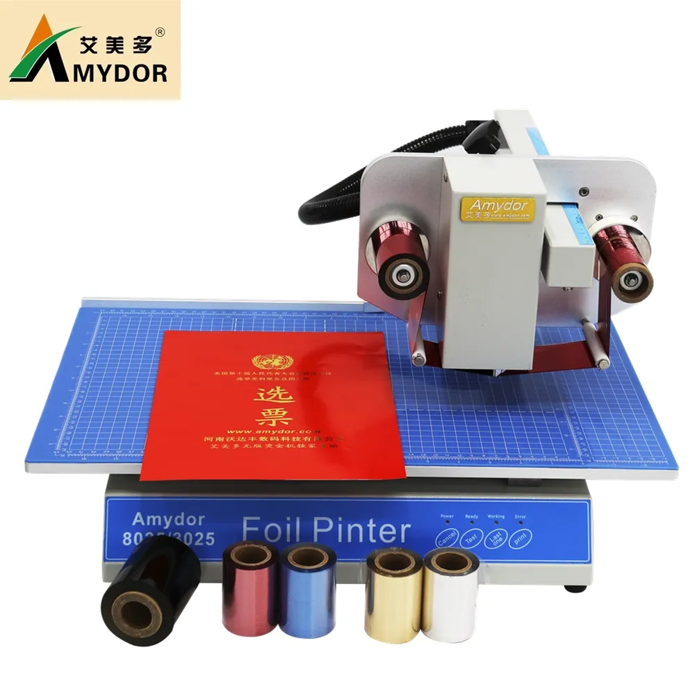 computer control diary book thesis cover flatbed digital hot foil printer Amydor AMD8025 gold foil stamping printing machine